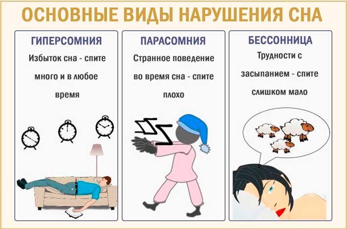 Схема фаз сна с выделением, в каких фазах возникают разные парасомнии