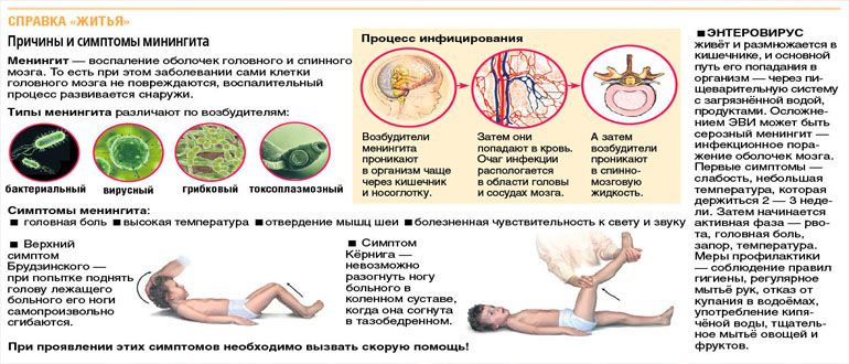 Инфографика с основными причинами менингеального синдрома